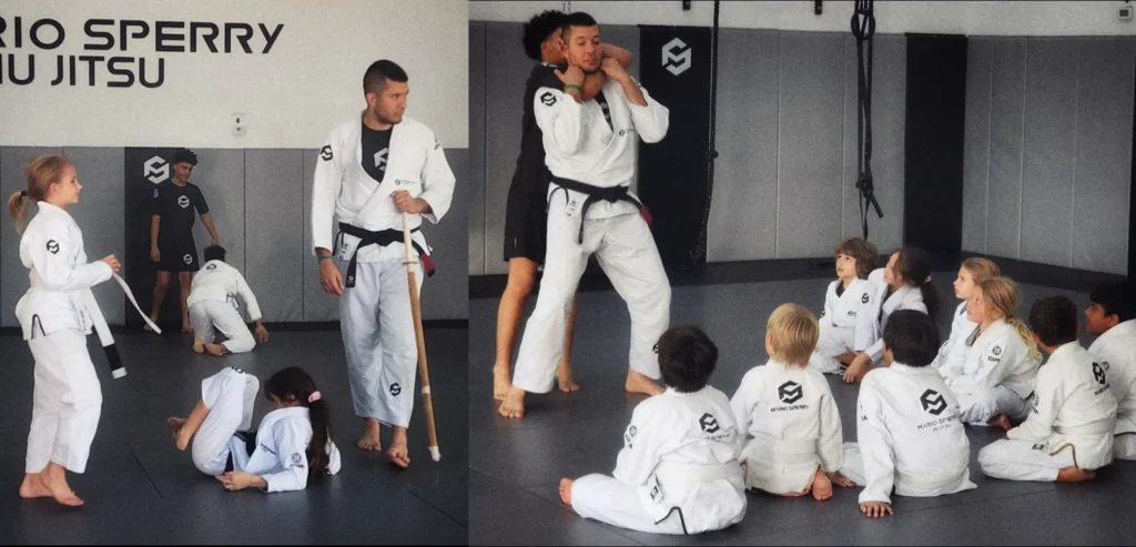 Jesús Naidenoff teaching kids Brazilian Jiu-Jitsu classes at the academy