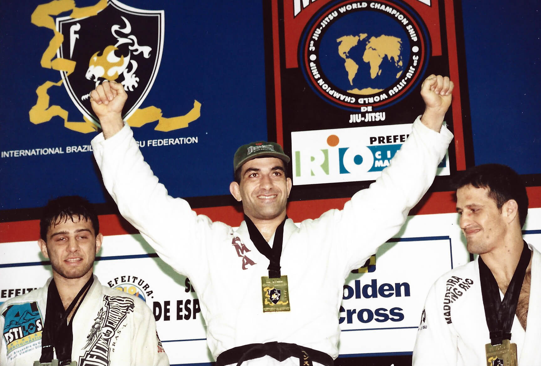 Mario Sperry celebrating an absolute championship victory on the podium